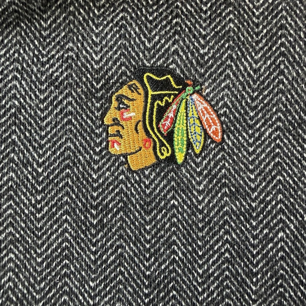 Chicago Blackhawks Men's 1/4 Zip Pullover Fleece Herringbone Gray Size XL - Picture 8 of 8